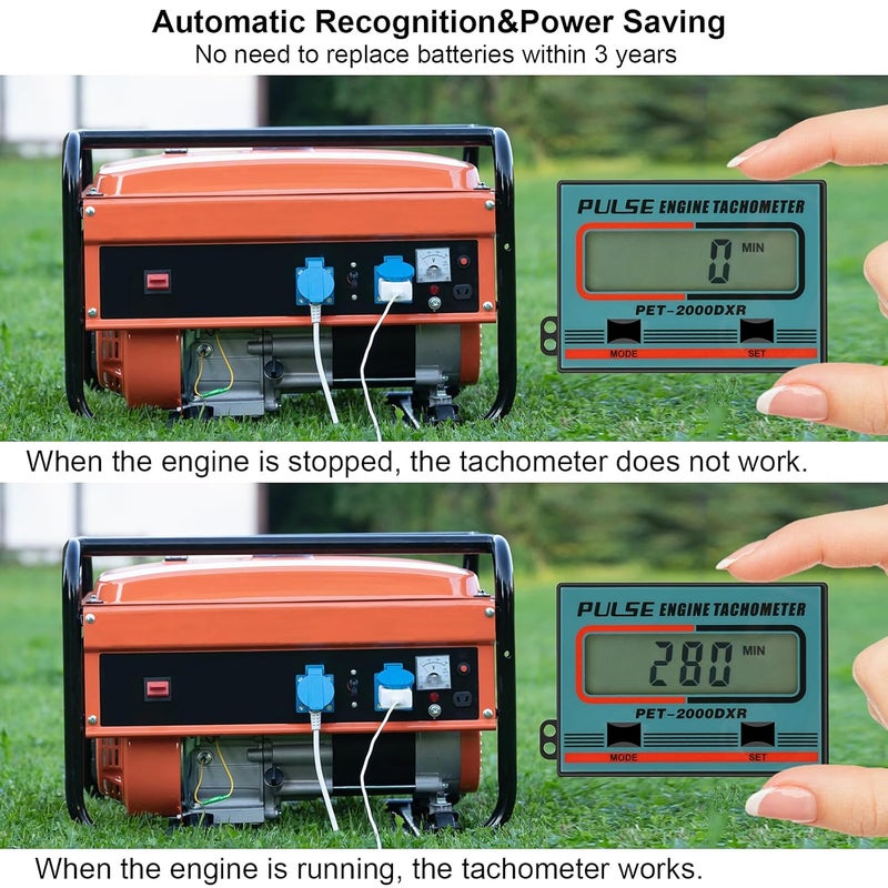 HTPREC Small Engine Tachometer Digital Chainsaw RPM Gauge Tiny Tach Hour Meter with Clip Mini Inductive Pulse Tachometer RPM Gauge Tester for Motorcycle Marine Outboard Boat Diesel Lawn Mower Tacho Meter - Image 5